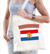 Katoenen Nederland supporter tasje Holland wit - 10 liter - Nederlandse supporter cadeautas
