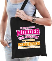 Trotse moeder van geweldige kinderen cadeau tas zwart voor dames - kado tas / tasje / shopper - Moederdag cadeau