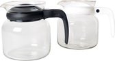 2x stuks glazen theepotten met witte kunststof deksel 1 liter - Thee pot