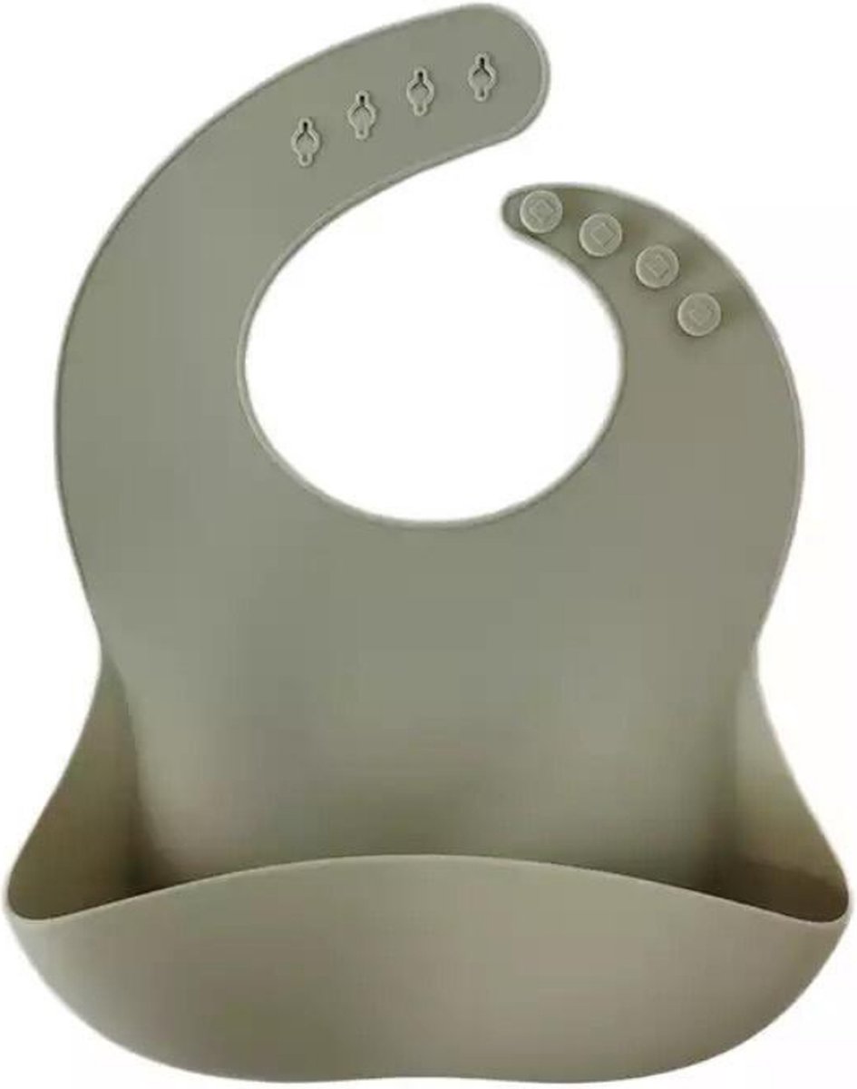 Goedkoopste Siliconen slabbertje - Siliconen Baby slabbetje Met Opvangbakje - BPA Vrij - Afwasbaar - Mosgroen