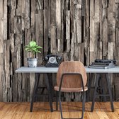 Zelfklevend fotobehang - Wooden Curtain (Dark Brown).