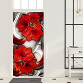 Fotobehang voor deuren - Photo wallpaper - Abstraction and red flowers I.