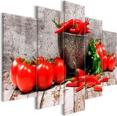 Schilderij - Red Vegetables (5 Parts) Concrete Wide.