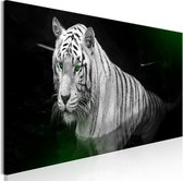 Schilderij - Shining Tiger (1 Part) Green Narrow.