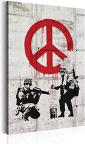 Schilderij - Soldiers Painting Peace by Banksy.