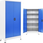 Decoways - Kantoorkast 90x40x180 cm metaal grijs en blauw