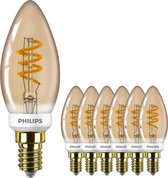 Philips Vintage LED Filament Kaarslampen - Dimbaar - Extra warm licht - 6 Led lampen