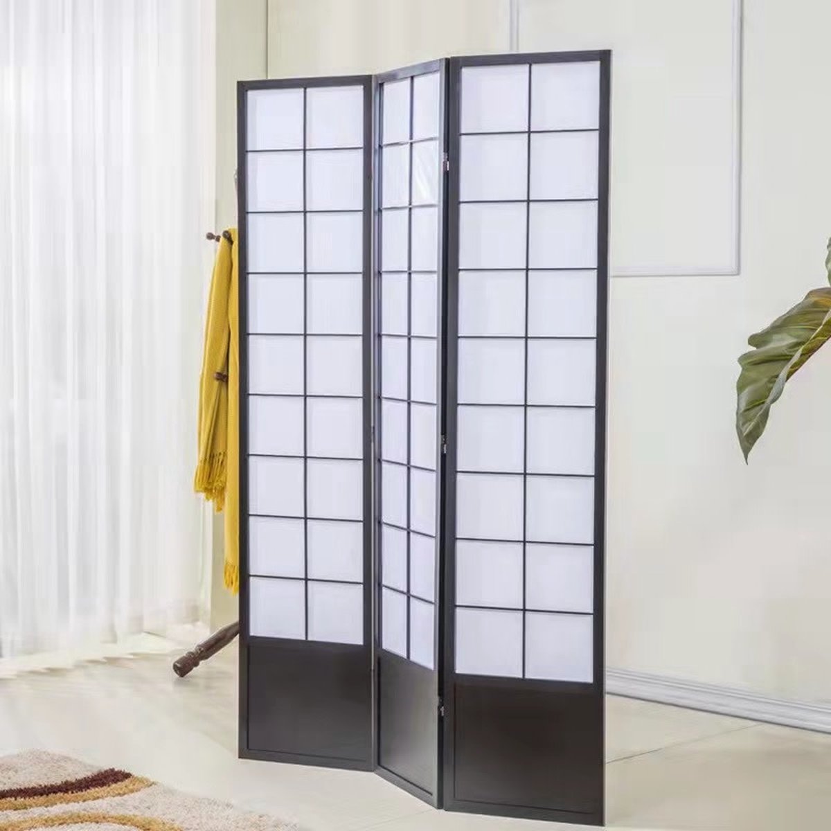 Fine Asianliving Japans Kamerscherm Shoji B135xH180cm Scheidingswand Zwart - Miura