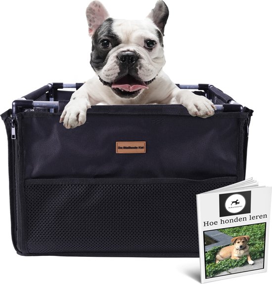 Siège auto de Luxe pour chien noir - 40x40cm Y compris sac de rangement et E-Book - Caisse de voyage pour chien - Panier de voiture pour chien - Caisse de voiture pour chien - Siège de voiture pour chien