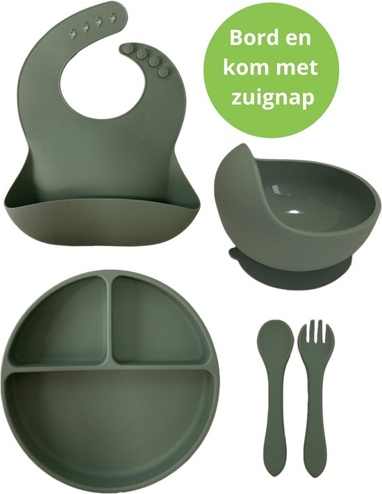 Set vaisselle bébé / bambin / enfant Ik Ben Zo Mooi - vert sauge Vert -  Siliconen -... | bol.com