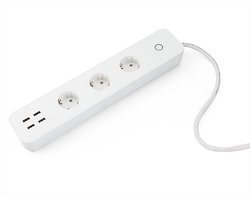 Caliber Stekkerdoos - Slimme Stekkerdoos - 3-voudig met 4x USB-A - Elke stekker en USB apart…