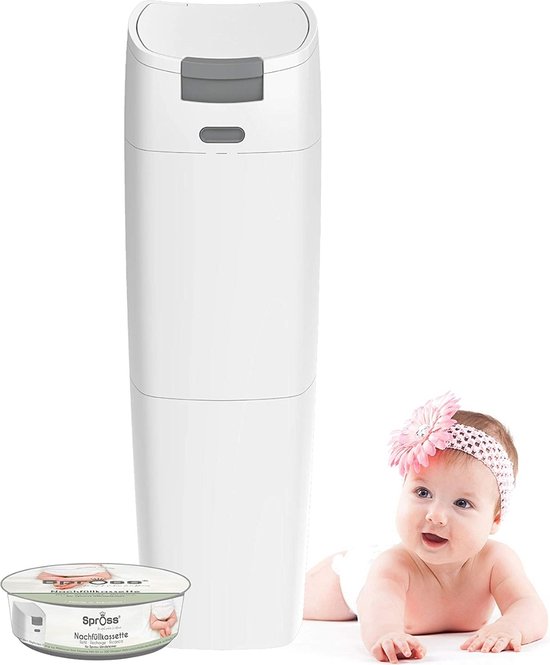 SPROSS - Poubelle à couches pour Bébé avec cassette de recharge - Système  anti-odeurs