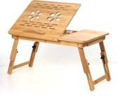 Bedtafel - met Ventilatieopeningen- van bamboe - Laptoptafel - verstelbaar - opvouwbare - met lade - voor lezen of ontbijt en tekentafel voor bed - 50 x 30cm