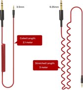 OneOdio - Audio Kabel 3.5mm naar 6.35mm - Rood - 2 meter tot 3 meter - opgerolde