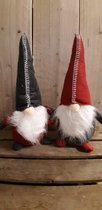 Kabouters - Gnome - Grijs en Rood - Set van 2 - 40 cm hoog