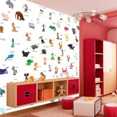 Fotobehangkoning - Behang - Vliesbehang - Fotobehang - dieren (voor kinderen) - Kinderbehang Dieren Leren Kennen - 400 x 309 cm