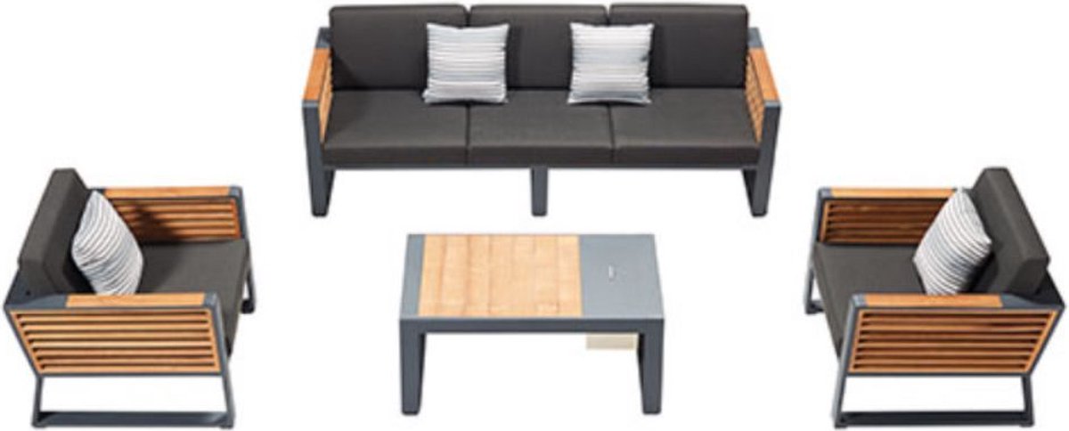 Higold New York Three-seater sofa set 4dlg zwart/teak