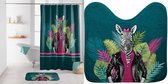 Livetti | Badkamer Set | 3 Delige | Badmat 45x75 cm | Douchegordijn 180x200 cm | WC-mat 45x45 cm | Marty