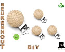 Bob Online ™ - 4 Stuks – Ronde Blanco Houten Jarretelclips los - Beukenhout Jarretelclips 30mm Blanco - Houten clip - DIY Houten Jarretelclips – 4 Pcs – Round Blank Beech Wood Suspender Clips - Speenkoorclips - Houten Bretel Clips