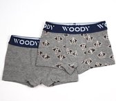 Woody duopack boxershort jongens - grijs + wasbeer - 212-1-CLD-Z/058 - maat 98