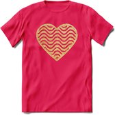 Valentijn Goud Hart T-Shirt | Grappig Valentijnsdag Cadeautje voor Hem en Haar | Dames - Heren - Unisex | Kleding Cadeau | - Roze - L