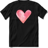 Valentijn Pastel waterverf Hart T-Shirt | Grappig Valentijnsdag Cadeautje voor Hem en Haar | Dames - Heren - Unisex | Kleding Cadeau | - Zwart - L