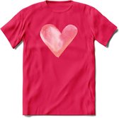 Valentijn Pastel waterverf Hart T-Shirt | Grappig Valentijnsdag Cadeautje voor Hem en Haar | Dames - Heren - Unisex | Kleding Cadeau | - Roze - XXL