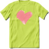 Valentijn Pastel waterverf Hart T-Shirt | Grappig Valentijnsdag Cadeautje voor Hem en Haar | Dames - Heren - Unisex | Kleding Cadeau | - Groen - L