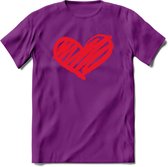 Valentijn Hart T-Shirt | Grappig Valentijnsdag Cadeautje voor Hem en Haar | Dames - Heren - Unisex | Kleding Cadeau | - Paars - XL