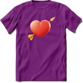 Valentijn Hart T-Shirt | Grappig Valentijnsdag Cadeautje voor Hem en Haar | Dames - Heren - Unisex | Kleding Cadeau | - Paars - L