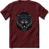 Tijger - Dieren Mandala T-Shirt | Blauw | Grappig Verjaardag Zentangle Dierenkop Cadeau Shirt | Dames - Heren - Unisex | Wildlife Tshirt Kleding Kado | - Burgundy - L