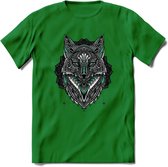 Vos - Dieren Mandala T-Shirt | Aqua | Grappig Verjaardag Zentangle Dierenkop Cadeau Shirt | Dames - Heren - Unisex | Wildlife Tshirt Kleding Kado | - Donker Groen - 3XL