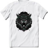 Tijger - Dieren Mandala T-Shirt | Aqua | Grappig Verjaardag Zentangle Dierenkop Cadeau Shirt | Dames - Heren - Unisex | Wildlife Tshirt Kleding Kado | - Wit - L