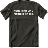 Verstand Op 0, Frituur Op 180 - Snack T-Shirt | Grappig Verjaardag Kleding Cadeau | Eten En Snoep Shirt | Dames - Heren - Unisex Tshirt | - Donker Grijs - L