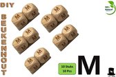 Bob Online ™ - Setje van 10 Stuks - ‘M’ Vierkant Beukenhout Kralen 12mm met ca. 3.5mm Gaatje – Houten Letter Kubus Kralen – DIY Houten Alfabet Kralen Laser Gegraveerd – 12mm Beech Wood ‘M’ Lazer Engraved Letter Beads – Doe-het-zelf Alfabet Kralen