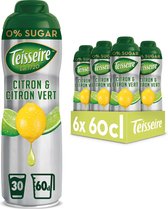 Teisseire - Citroen & Limoen - 0% Suiker Vruchtensiroop - 6x60cl Multipack