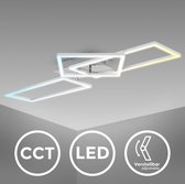 B.K.Licht - LED Frame Plafondlamp - dimbaar - met kleurtemperatuurregeling - plafondlamp met afstandsbediening - chroom - 40W