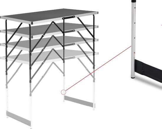 Kamyra® Campingtafel Inklapbaar - Kampeertafel, Partytafel - Opvouwbaar, Lichtgewicht & In Hoogte Verstelbaar - Zwart van Kamyra — afbeelding 4