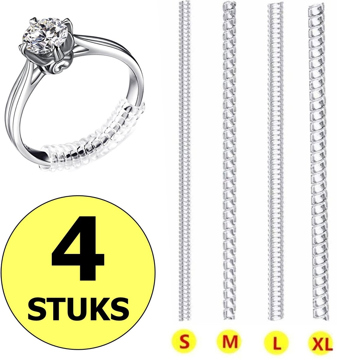 Fako Bijoux® - Ringverkleiner Set - Ring Verkleiner Onzichtbaar - 4 Stuks - Transparant - Fako Bijoux®