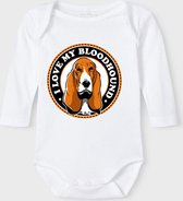 Baby Rompertje met tekst 'Bloedhond kleur' |Lange mouw l | wit zwart | maat 50/56 | cadeau | Kraamcadeau | Kraamkado