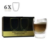 Sybra® Dubbelwandige koffieglazen - 6x 350ml - Theeglazen - Latte Macchiato glazen - Dubbelwandige theeglazen
