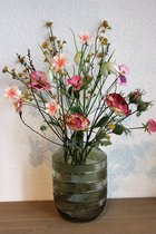 Kunstbloeme - zijdenbloemen - nepbloemen - voorjaar met ranonkel - incl vaas - 6 stelen - Bloemenjunkie.