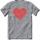 Valentijn Hart T-Shirt | Grappig Valentijnsdag Cadeautje voor Hem en Haar | Dames - Heren - Unisex | Kleding Cadeau | - Donker Grijs - Gemaleerd - M