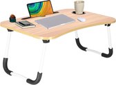 Table pour ordinateur portable Springos | Table de chevet | Porte-tablette | Support pour ordinateur portable | 60 x 40 cm | Imitation bois