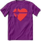Valentijn Hart T-Shirt | Grappig Valentijnsdag Cadeautje voor Hem en Haar | Dames - Heren - Unisex | Kleding Cadeau | - Paars - XXL