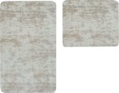 YILTEX – Douchemat / Badmat Set / Badmat Antislip / Douchemat Antislip – 2 Delig – Extra Zacht – Rechthoekig – (100x60 / 60x50cm) Beige