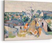 Schilderij op Canvas - 100 x 75 cm - Rooftops - Kunst - Paul Cezanne - Wanddecoratie - Muurdecoratie - Slaapkamer - Woonkamer