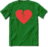 Valentijn Hart T-Shirt | Grappig Valentijnsdag Cadeautje voor Hem en Haar | Dames - Heren - Unisex | Kleding Cadeau | - Donker Groen - XXL