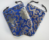 Zakje 4 X blauw satijn gevoerd blauw voor tarotkaarten knikkers dobbelstenen sieraden