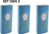 WATERVERDAMPERS - LUCHTBEVOCHTIGERS -  BLAUW - VOOR RADIATOR - SET VAN 3 - INCL. OPHANGHAAKJE